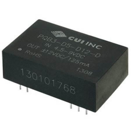 CUI INC Isolated Dc/Dc Converters Dc-Dc Isolated, 3 W, 9~18 Vdc Input, 5 Vdc, 300 Ma, Dual Regulated PQB3-D12-D5-D